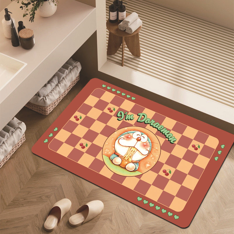 Cartoon Dinosaur-Themed Bathroom Mat