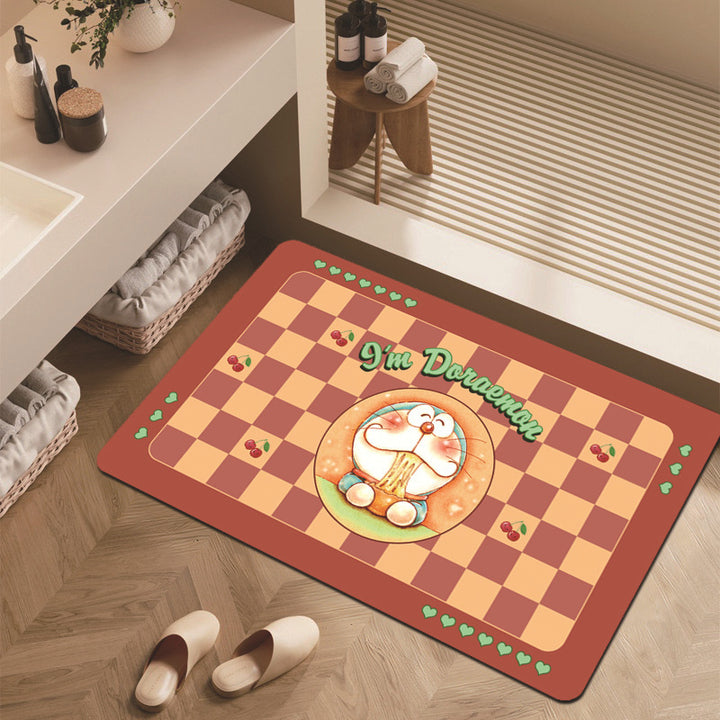 Cartoon Dinosaur-Themed Bathroom Mat