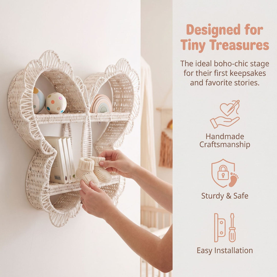 Playful wall shelf in butterfly design Stornfield