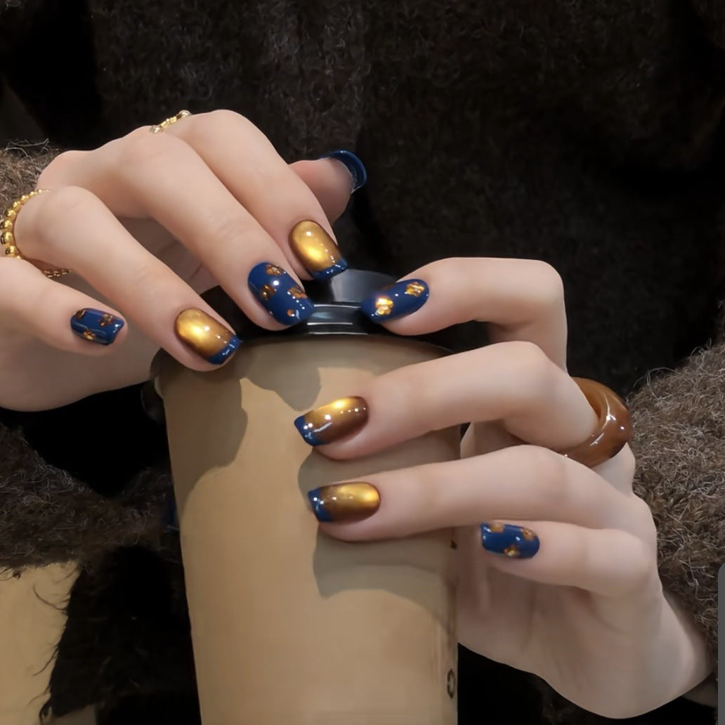 Decorative Press-On Nail Art Set with Glitter and Floral Accents Stornfield