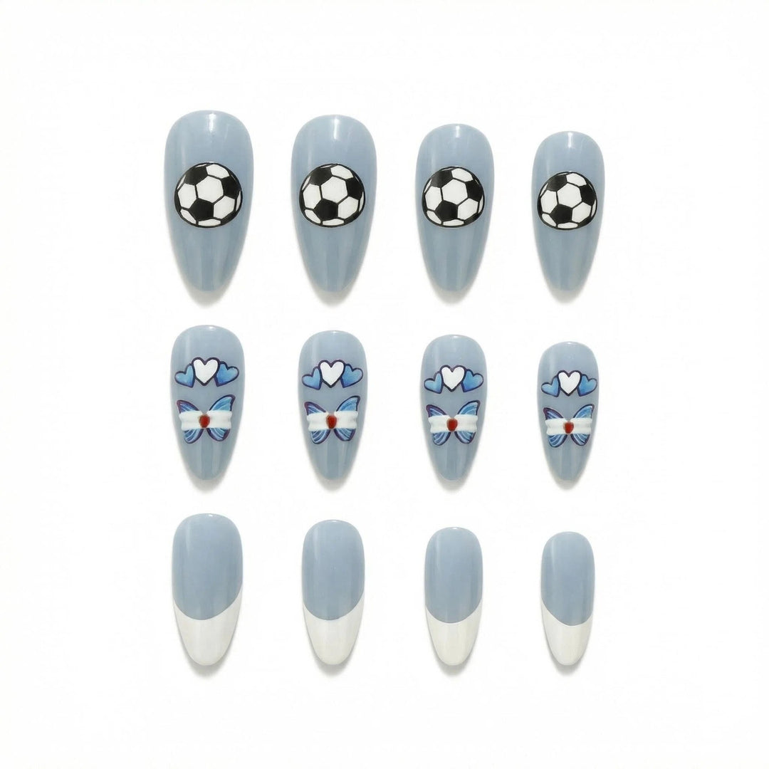 Sporty artificial nails with soccer motif Stornfield