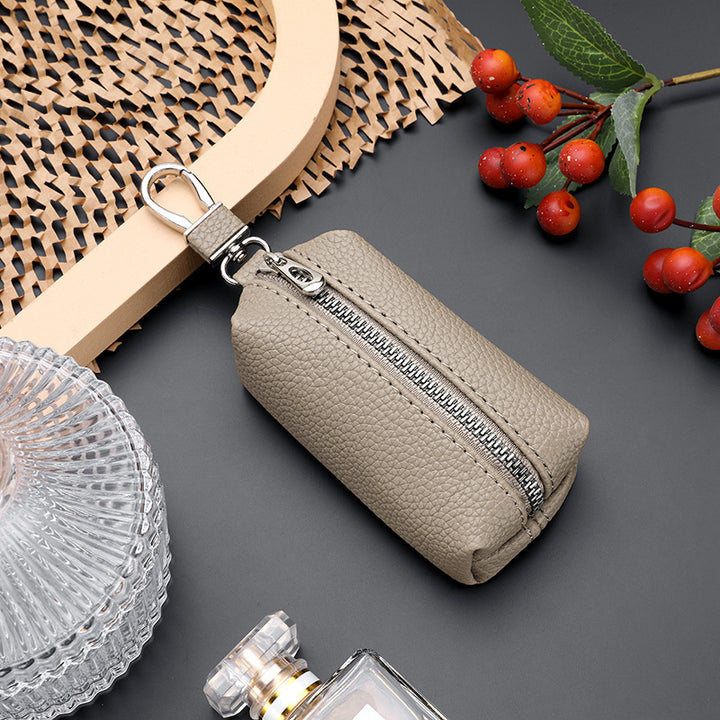 Textured Leather Zippered Pencil Case