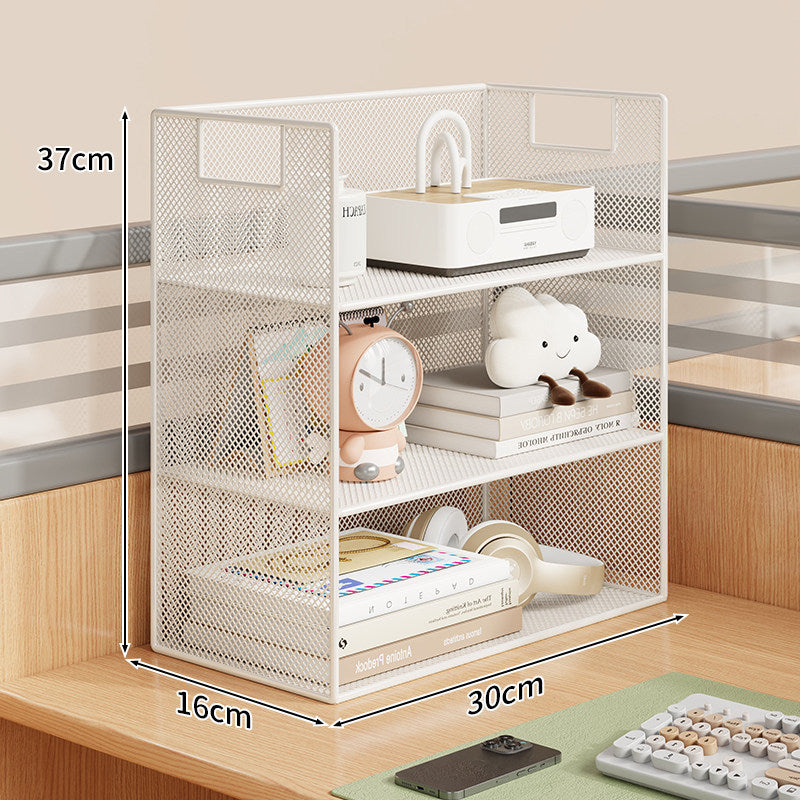 Mesh Desktop Open-Shelf Organizer with Integrated Handles and Dividers