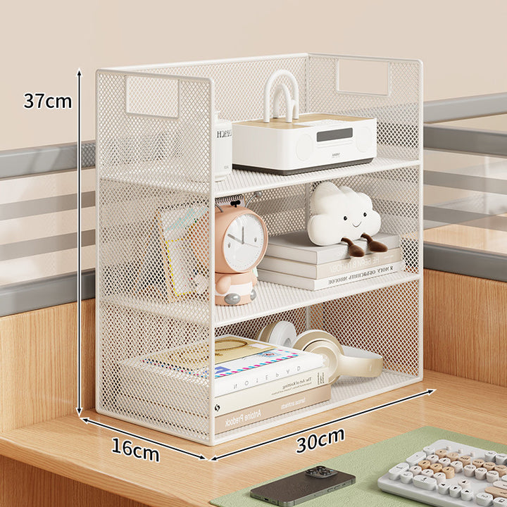 Mesh Desktop Open-Shelf Organizer with Integrated Handles and Dividers