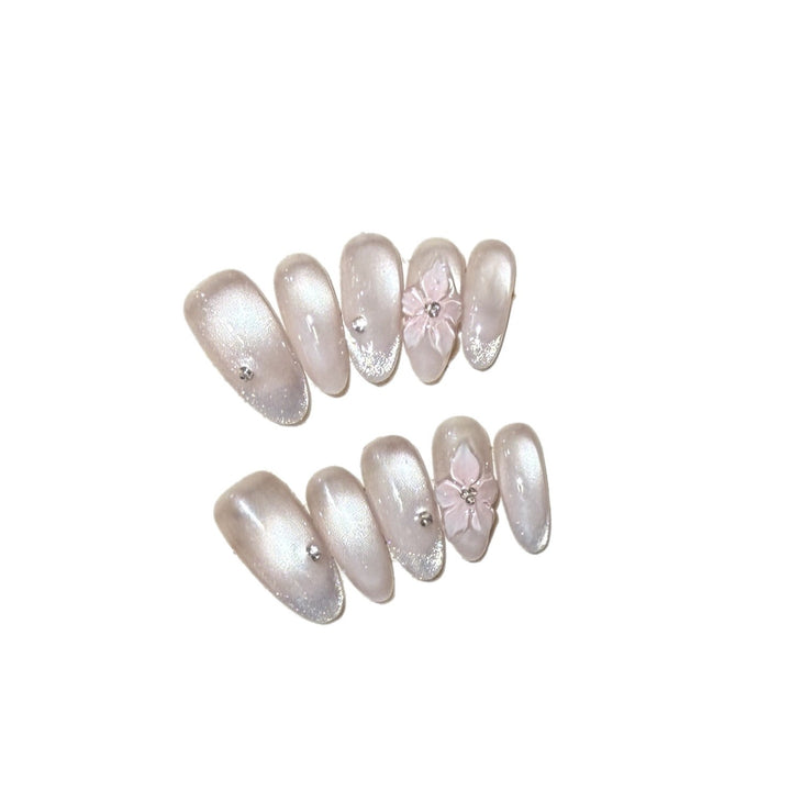 Elegant Floral Accented Press-On Nails Stornfield