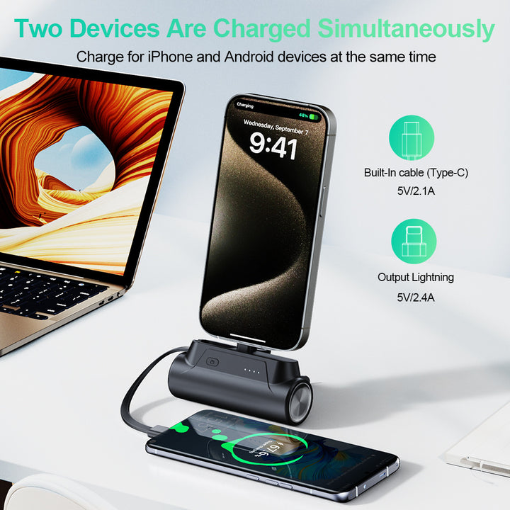 Mini Powerbank with Integrated Charging Cable Stornfield