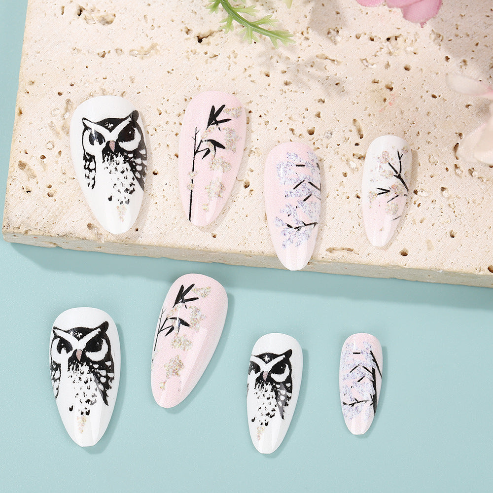 Creative art nails in elegant owl design Stornfield