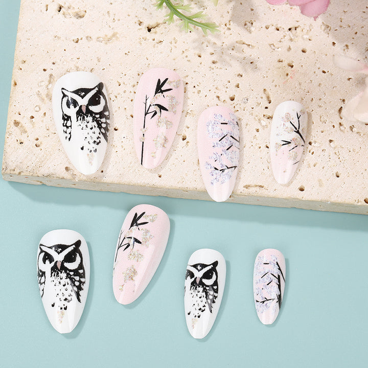 Creative art nails in elegant owl design Stornfield
