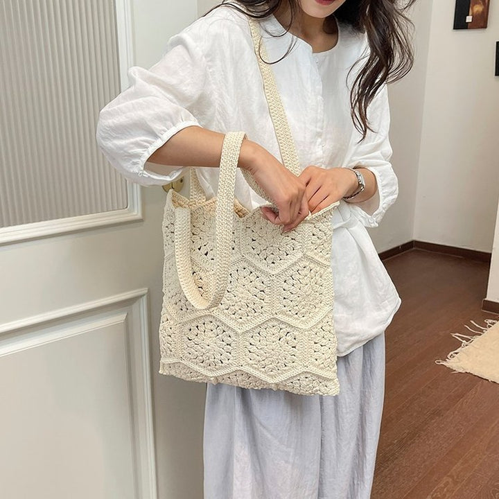 Handwoven shopping bag with unique hexagon pattern Stornfield