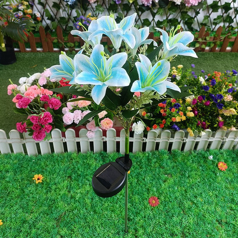 Solar-Powered Lifelike Lily Bloom Landscape Stake With Micro-LED Cluster And Telescopic Ground Spike Stornfield