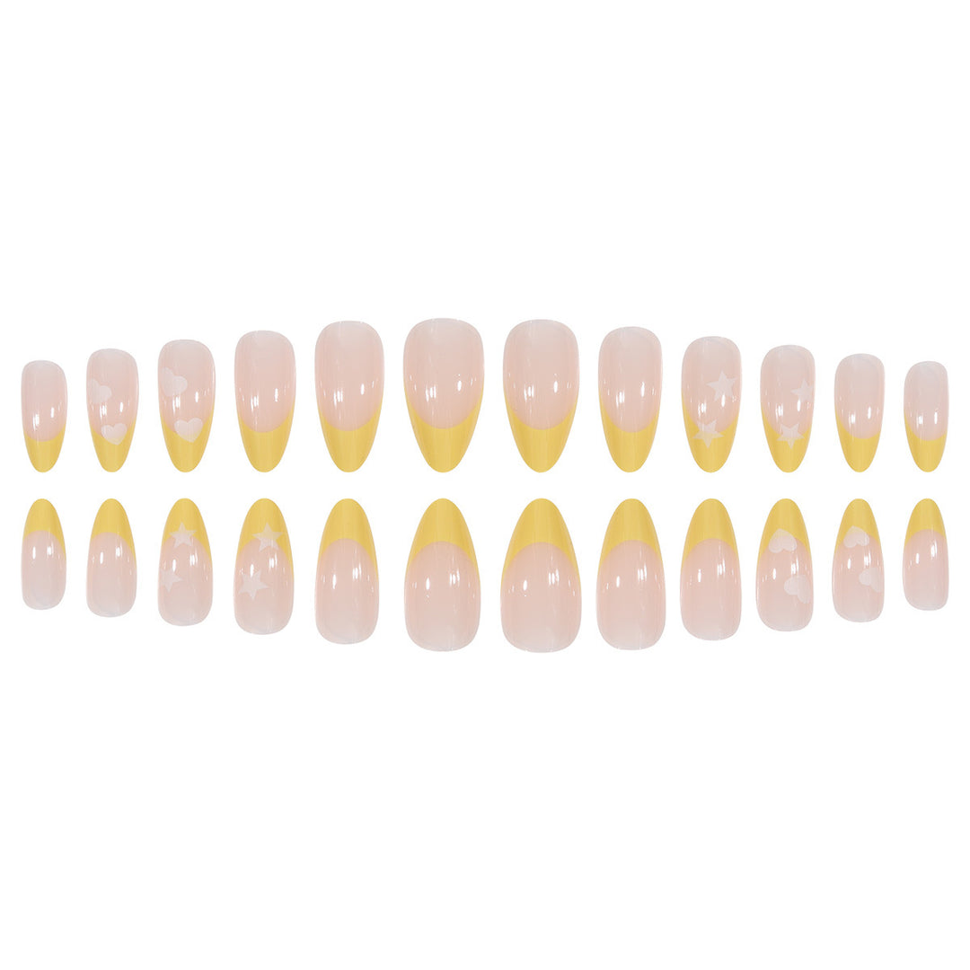 Elegant Stiletto Press-On Nails with Heart and Star Patterns Stornfield
