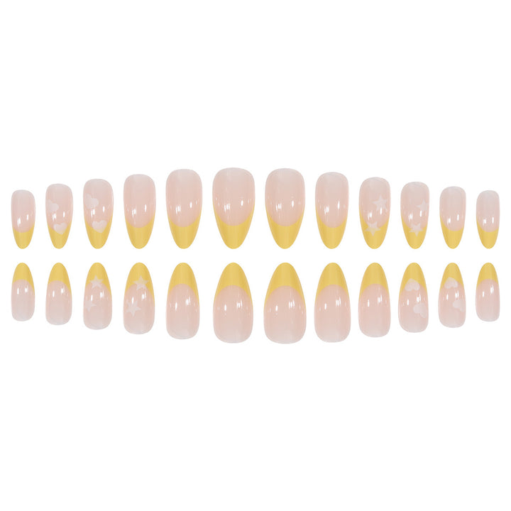 Elegant Stiletto Press-On Nails with Heart and Star Patterns Stornfield
