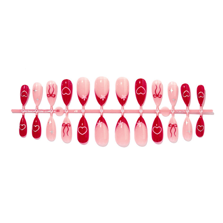 Decorative Press-On Nail Set with Charming Cherry and Bow Designs Stornfield