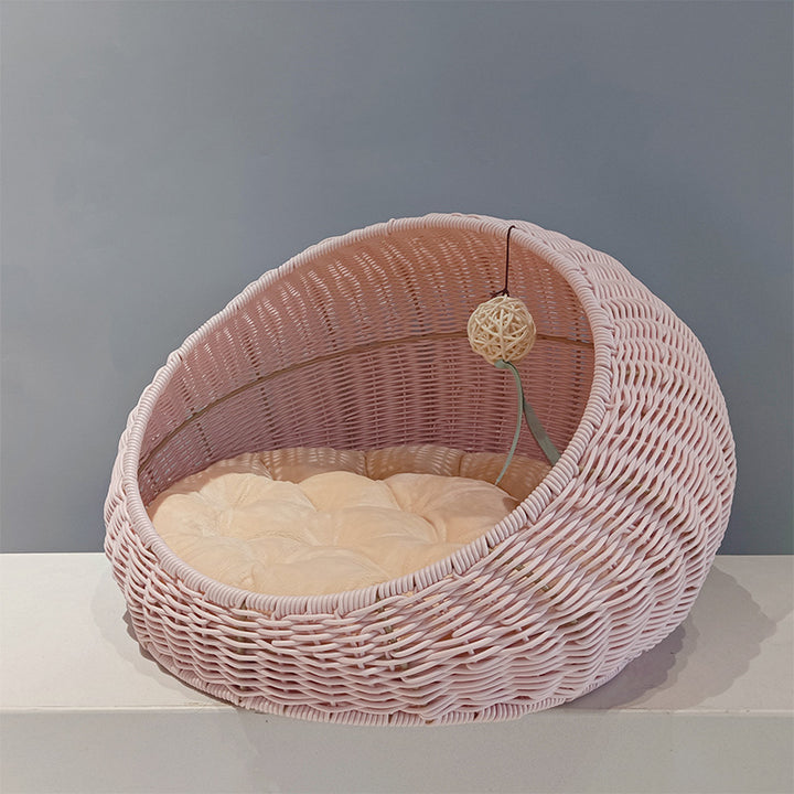 Cozy cat bed made of woven natural material Stornfield