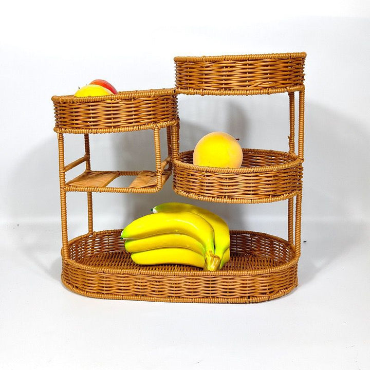 Unisex Rattan Shelf with Three Levels Stornfield