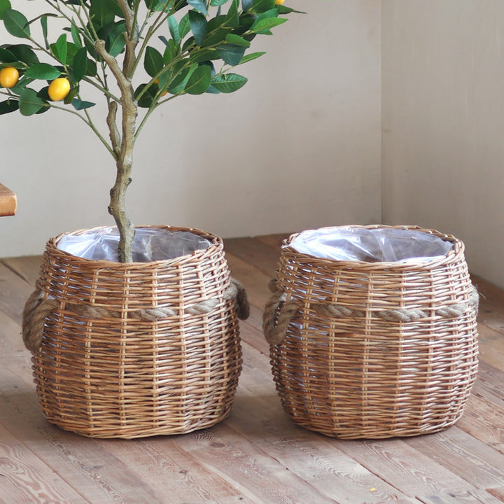 Rustic storage basket with hemp handles Stornfield