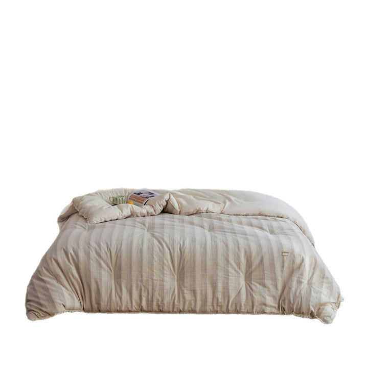 Washed Linen-Blend Striped Comforter & Sham Set with Reversible Lightweight Fill