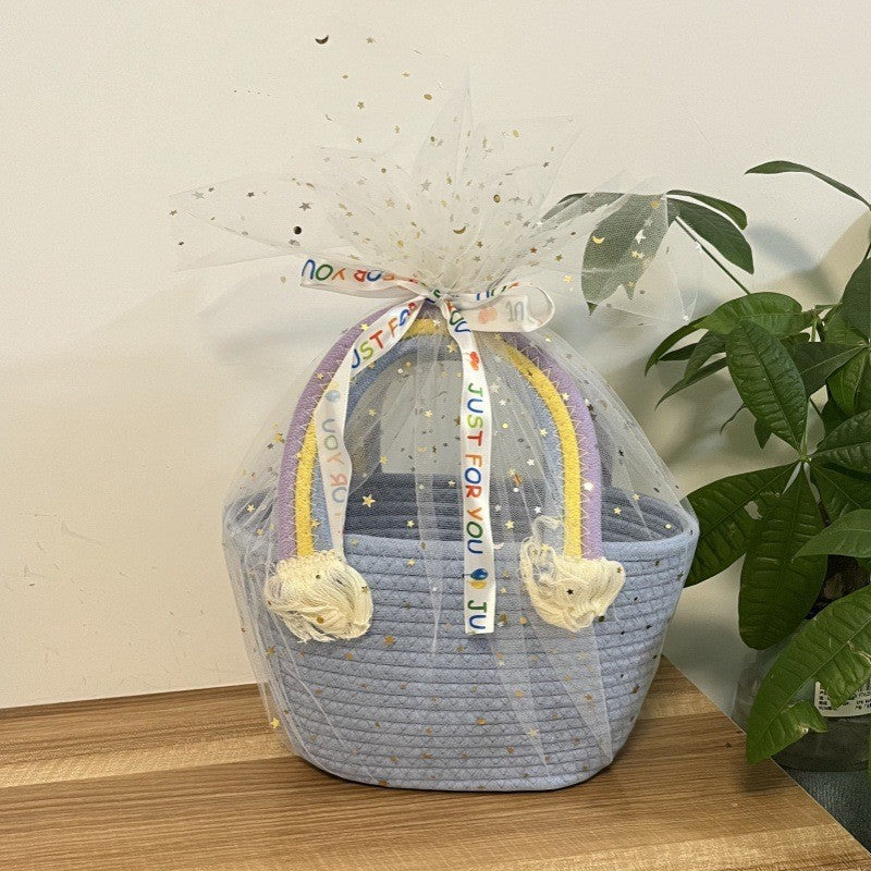 Women's handmade basket bag with color-coordinated handle accents Stornfield