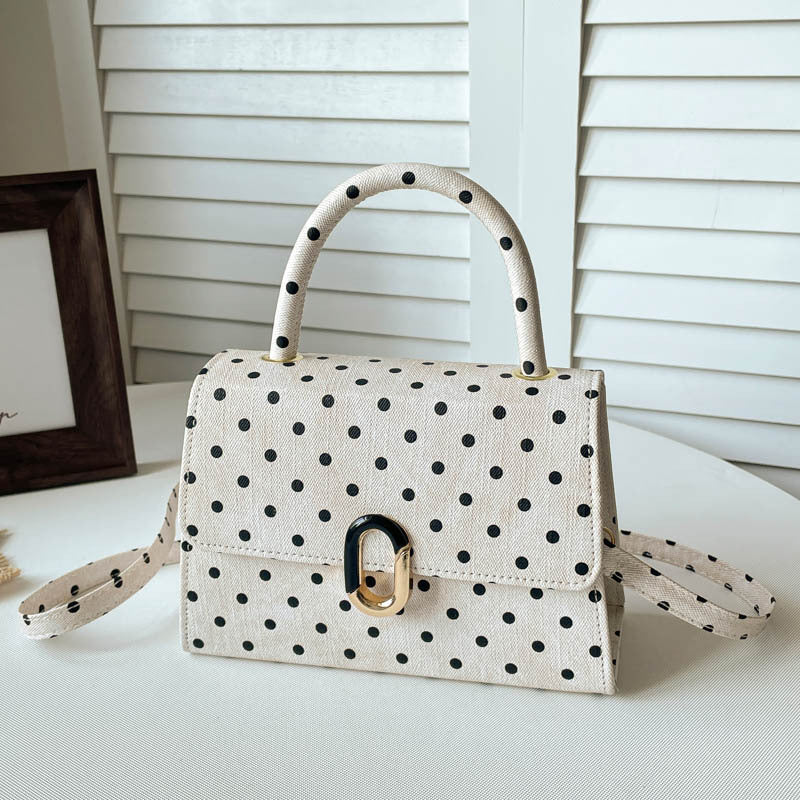 Polka Dot Structured Crossbody Handbag