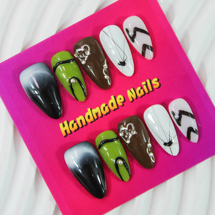 Artificial Nails Set with handcrafted, creative design elements Stornfield