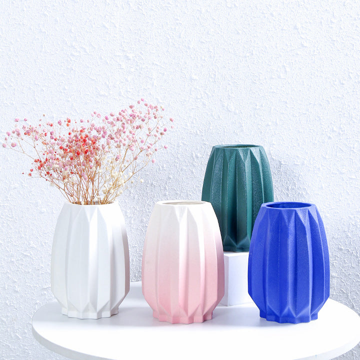 Textured Geometric Ceramic Flower Vase Stornfeild