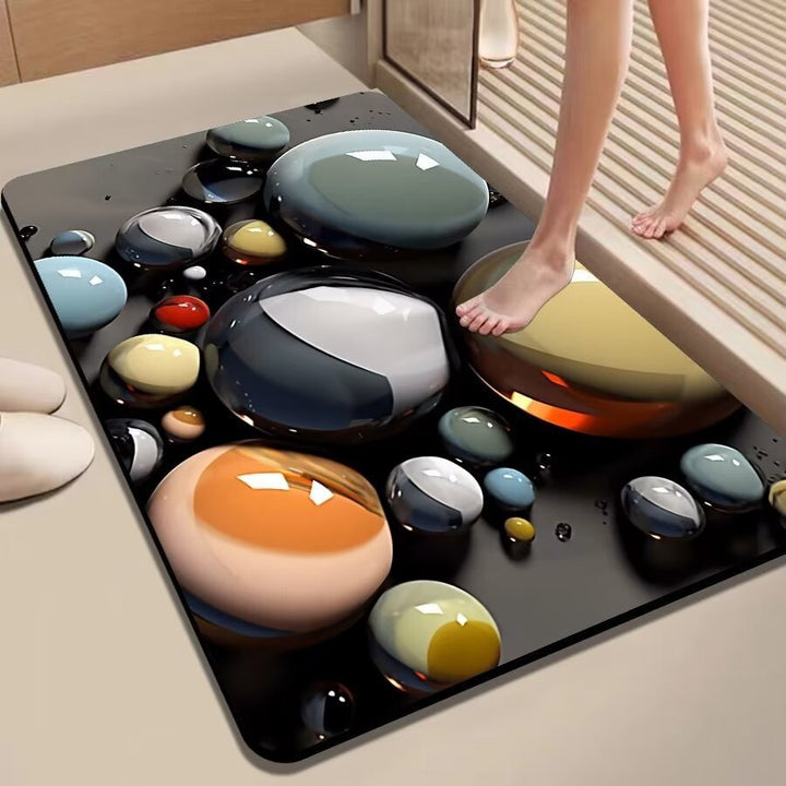 Artistic 3D Gemstone-Themed Bath Mat