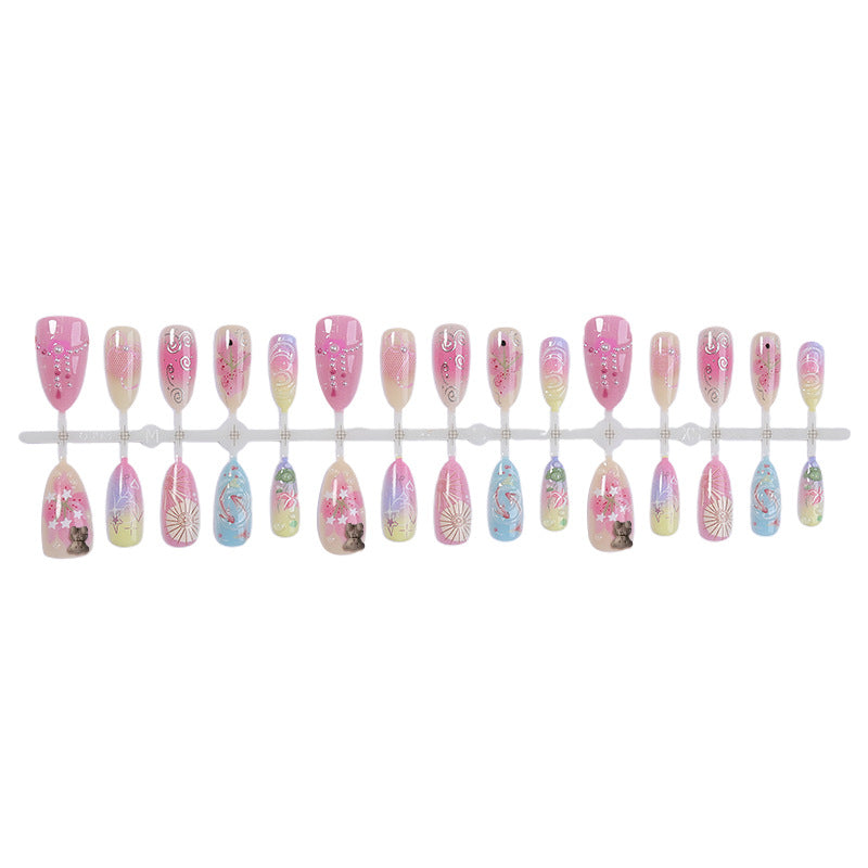 Artistic Press-On Nail Set with Floral and Graphic Designs Stornfield