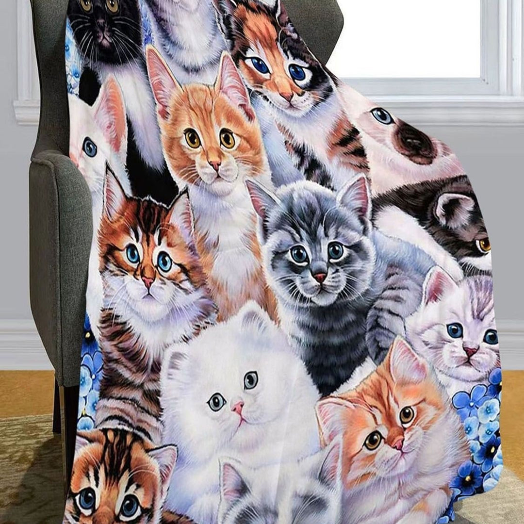 Artistic Cat-Themed Fleece Throw Blanket