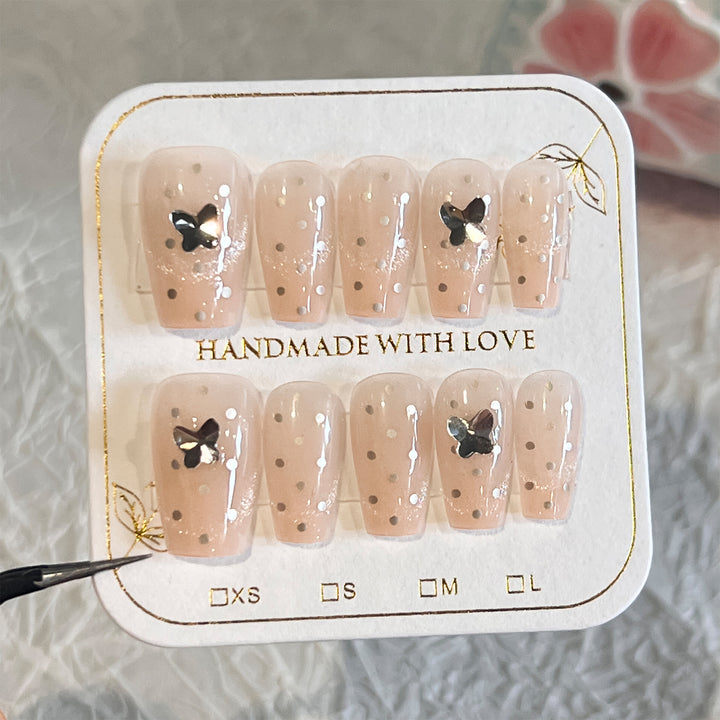 Artful Nail Extensions with Rhinestone Decoration Stornfield