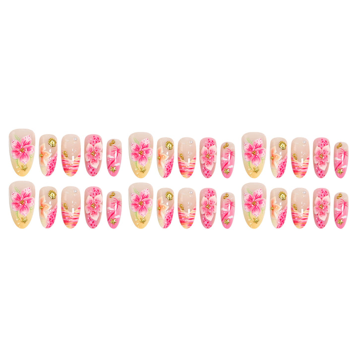 Artificial nails with floral embellishments and glitter accents Stornfield