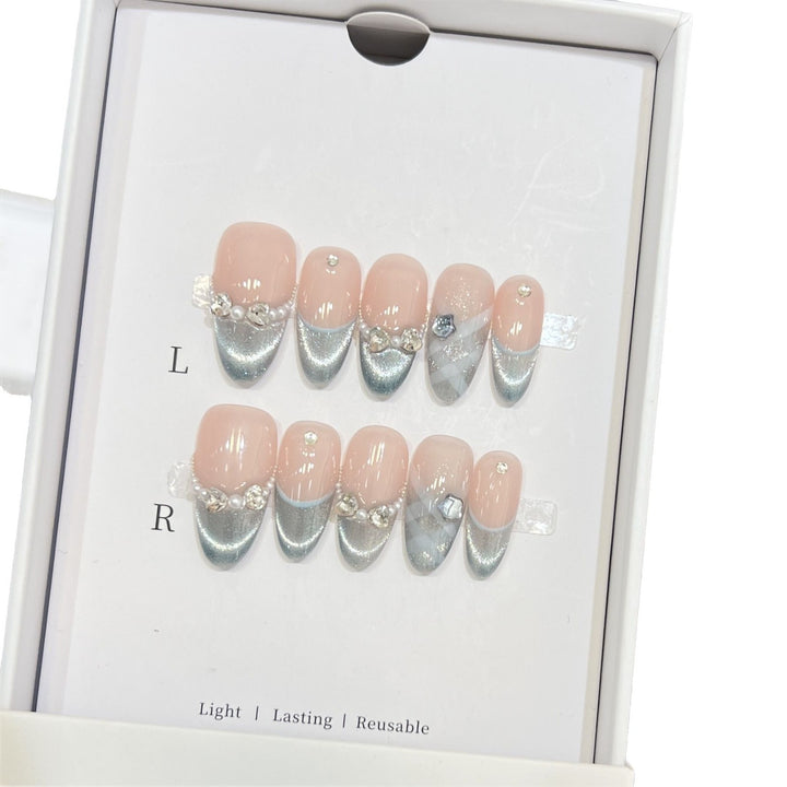 Elegant Reusable French Tip Press-On Nail Set Stornfield