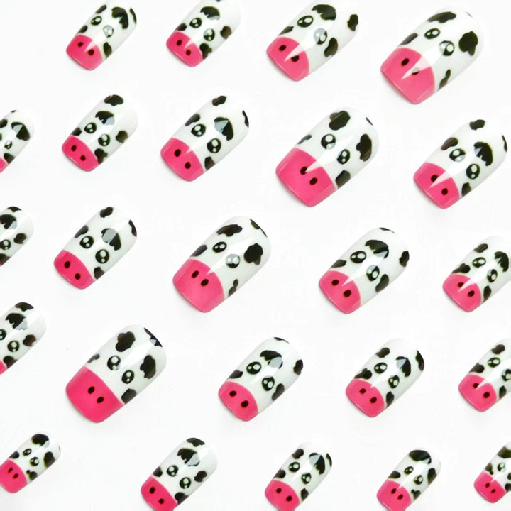 Playful Cow-Themed Nail Art Stornfield