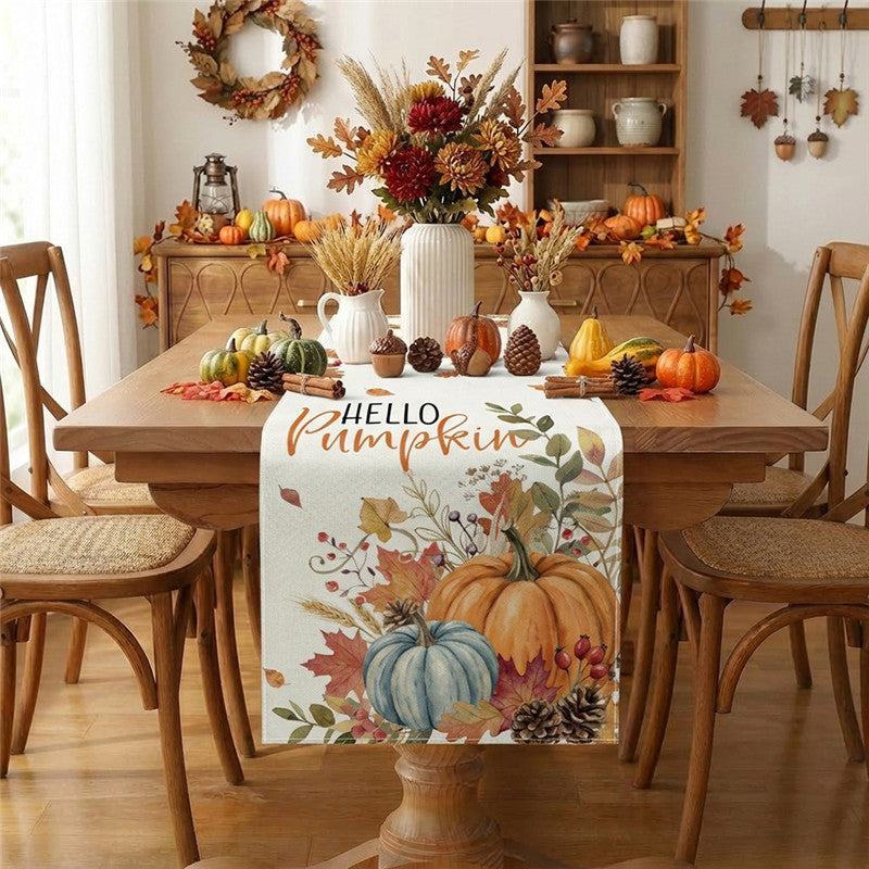 Autumn Football Print Cotton-Linen Table Runner