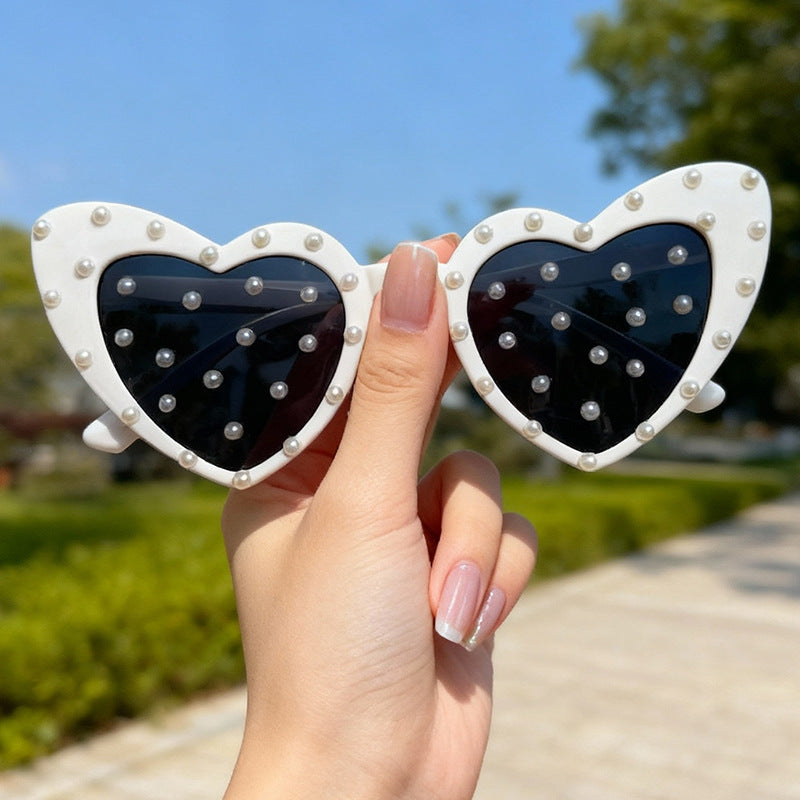 Pearl-Embellished Heart-Shaped Sunglasses Stornfield