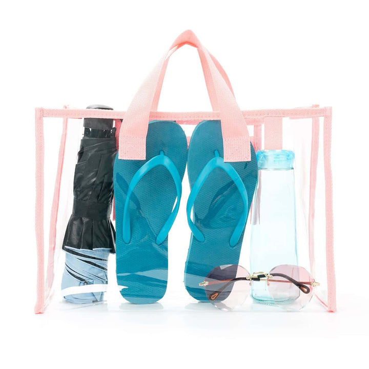 Transparent beach bag with sturdy carrying handles and various compartments Stornfield