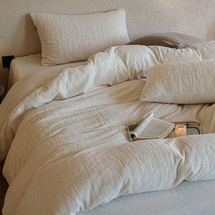 Brushed Cotton-Linen Duvet Cover Set with Tailored Pillow Shams