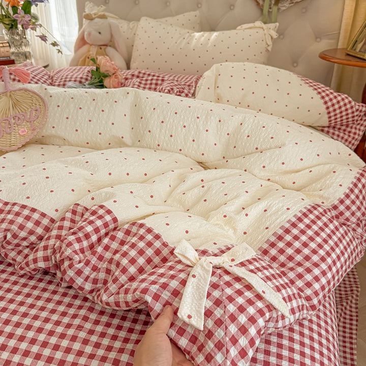 Cozy Quilted Gingham Duvet Cover Set