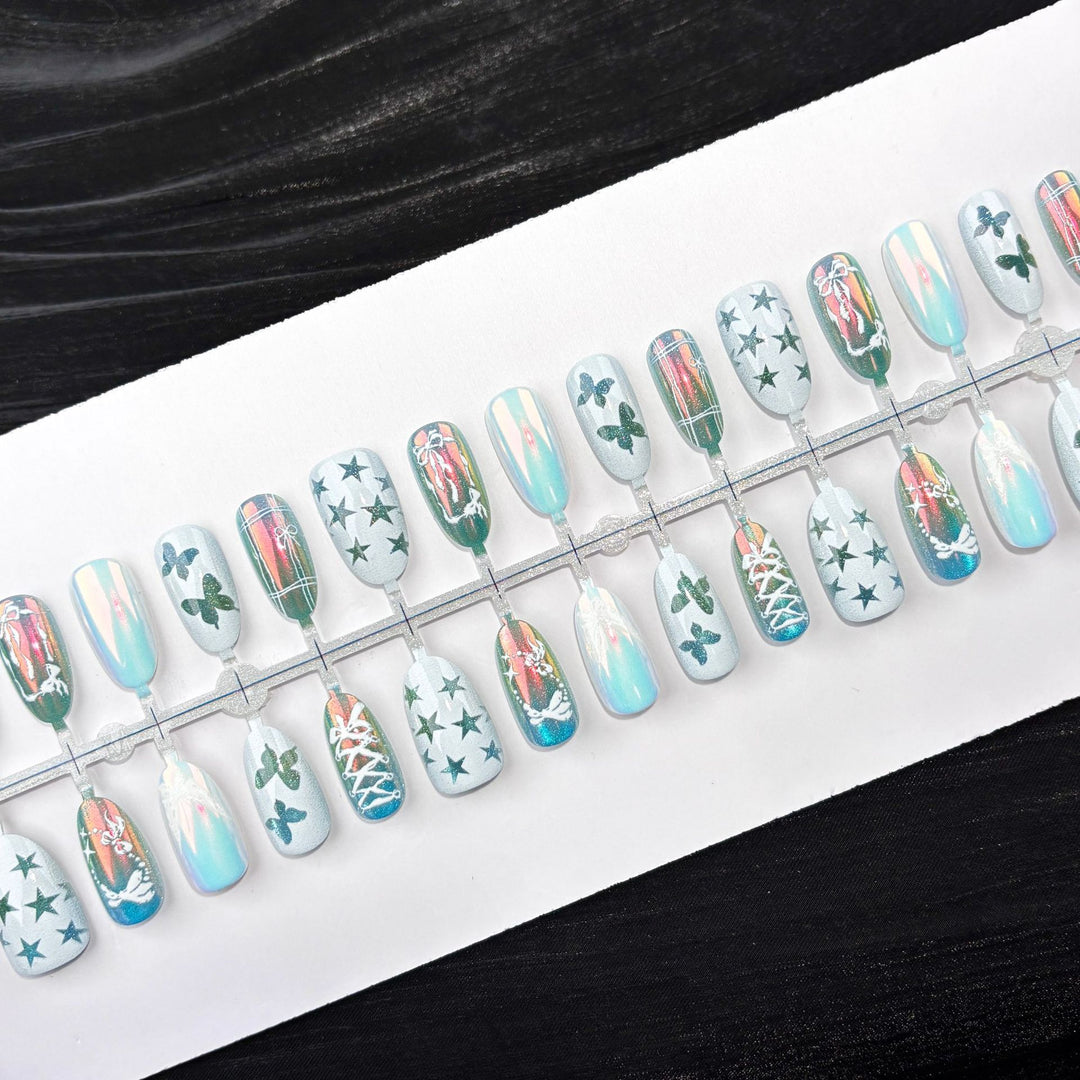 Customizable Butterfly-Themed Press-On Nail Set