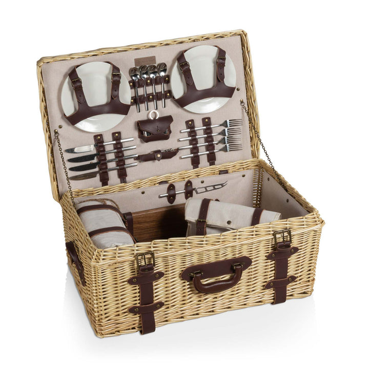 Women's stylish picnic basket with integrated dinnerware set and practical compartments Stornfield