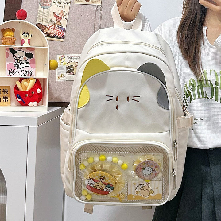 Playful Cat-Ear Graphic Backpack Stornfield