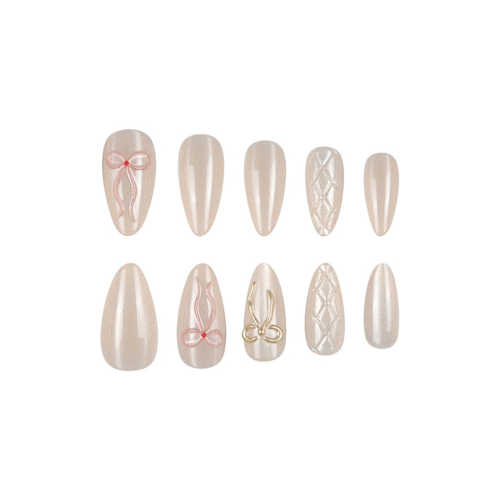 Elegant Stiletto Press-On Nails with Bow Accents Stornfield