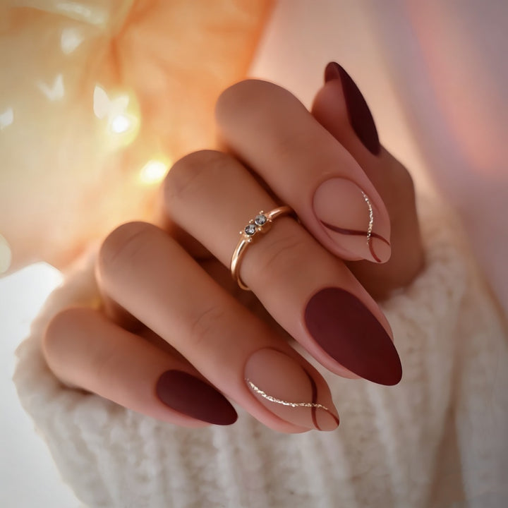 Premium Artificial Nails with Creative Matte Finish and Elegant Decorations Stornfield