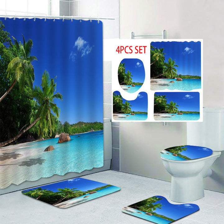 Tropical Beach Scene Shower Curtain Stornfield