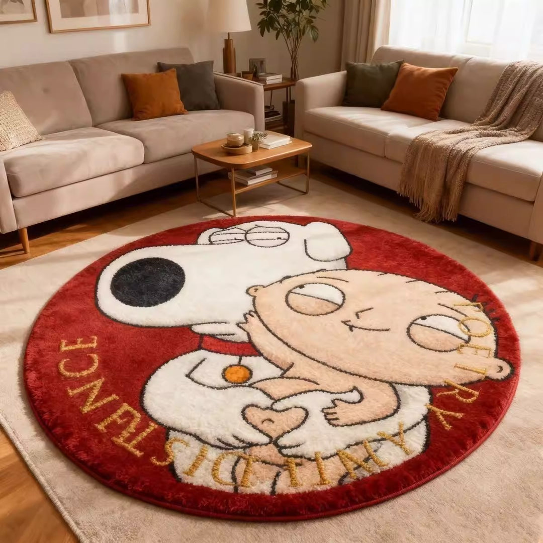 Cartoon-Themed Round Bath Mat for Bathroom