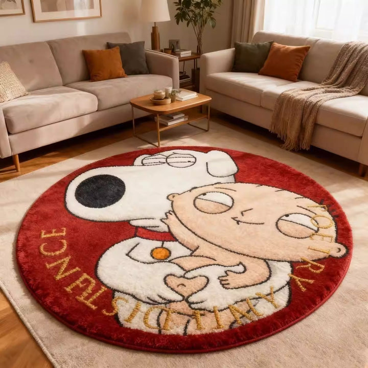 Cartoon-Themed Round Bath Mat for Bathroom