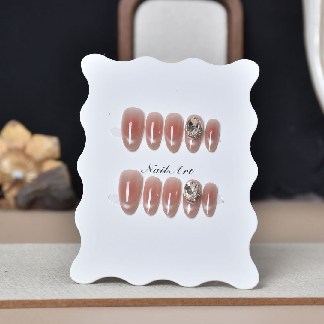 Elegant Crystal-Accented Press-On Nail Set Stornfield