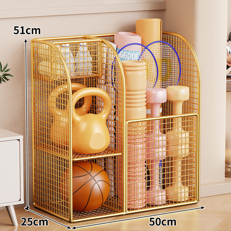 Rolling Mesh Sports Gear Storage Cart with Multi-Compartment Organizers and Locking Casters