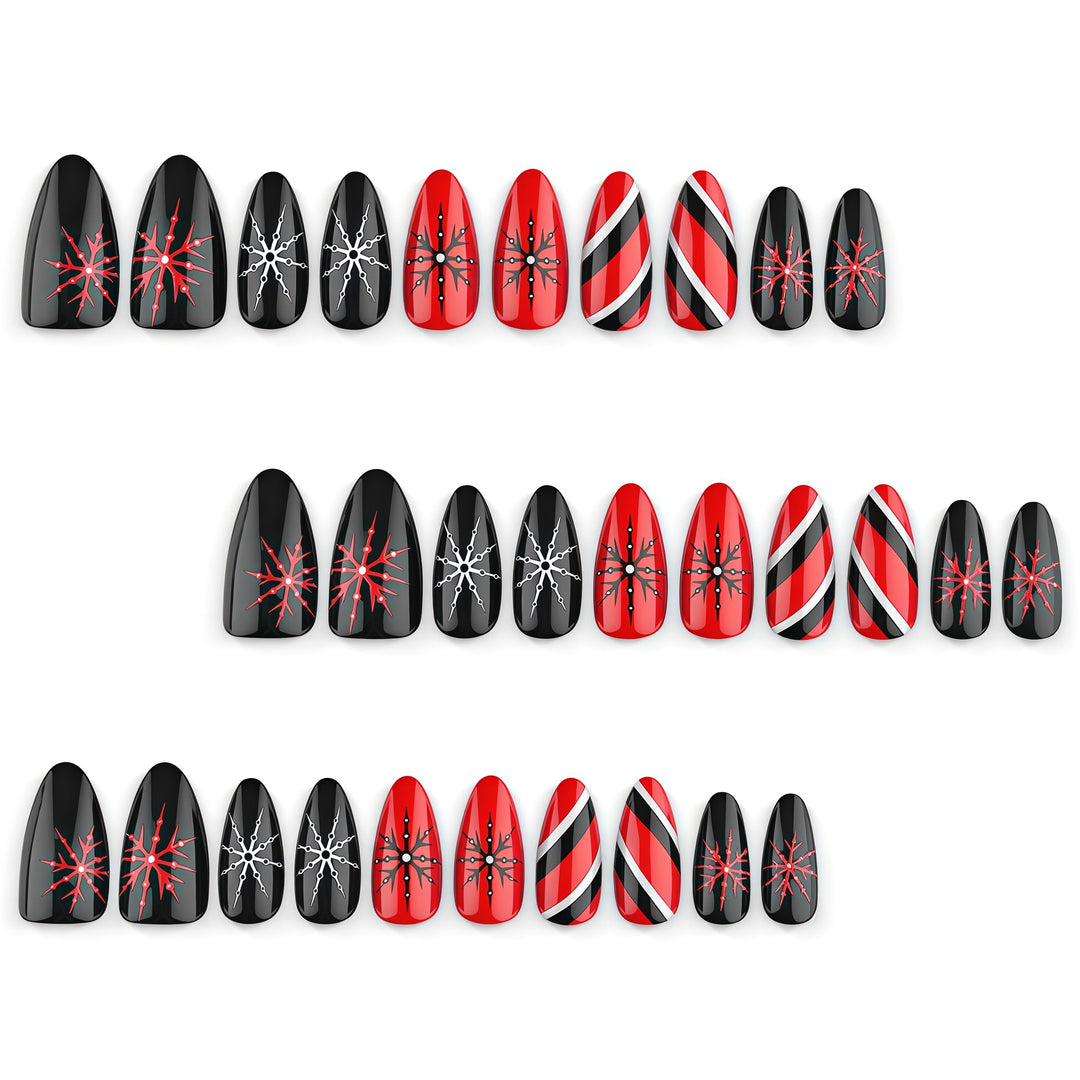 Artificial nails in modern stiletto design with graphic accents Stornfield