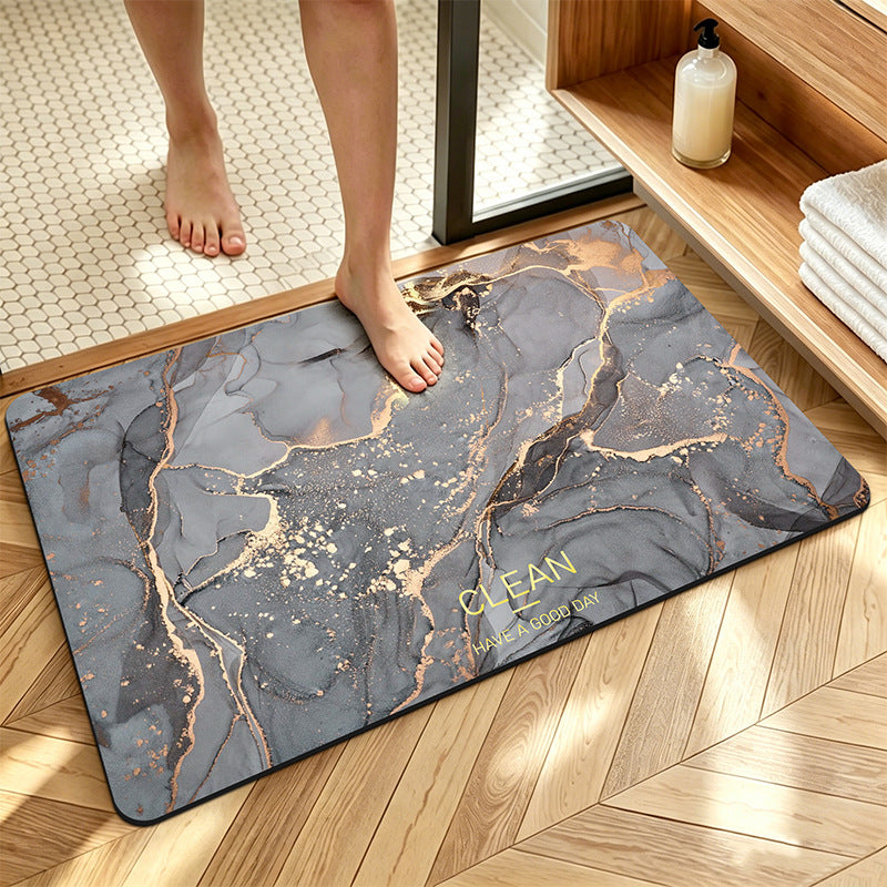 Geometric Patterned Memory Foam Bath Mat for Bathroom