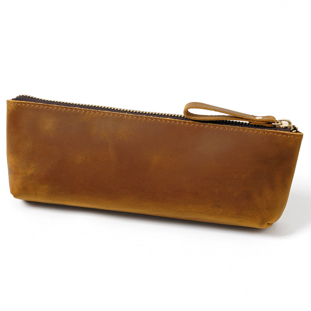 Leather Zippered Pencil Case